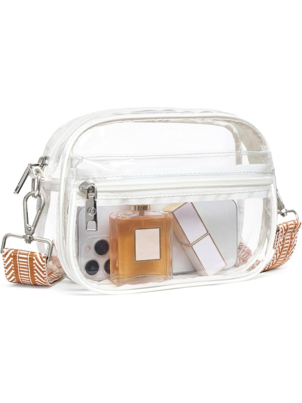Women's Clear White Small PU Leather Crossbody Bag Purse Shoulder Handbags